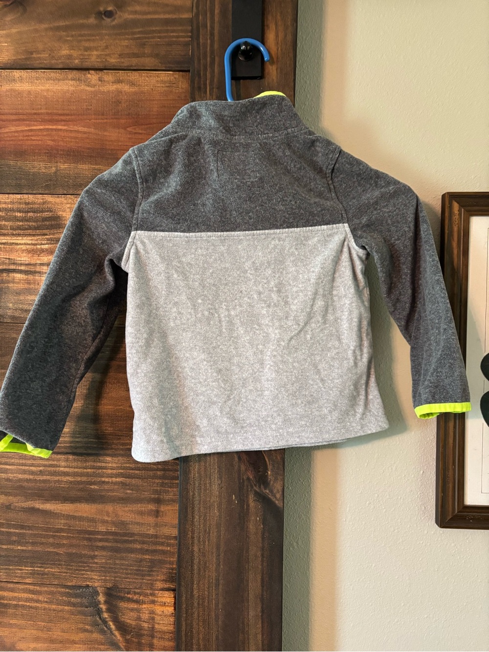 OshKosh BGosh - Gray & Neon Yellow Quarter-Zip Fleece Pullover size 5T - Picture 4 of 5